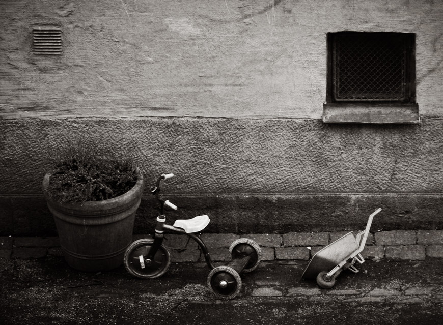Bike and wheelbarrow
