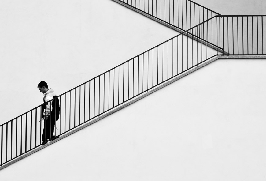 Stairs and man
